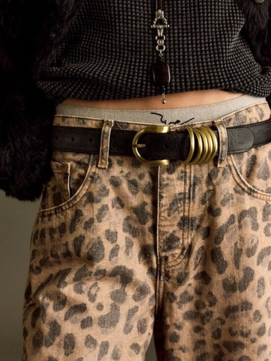 29 LONG We The Free People Good Luck Printed Barrel Jeans Cheetah Leopard Animal - Picture 6 of 13
